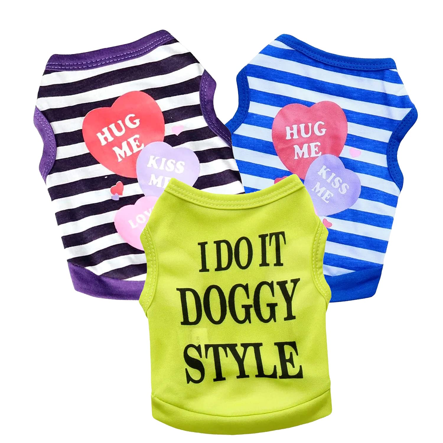 KUTKUT Combo of 3 Sleeveless Cotton Sweat Shirt for Puppy, Small Dog and Cat (Size: L, Chest Girth 45cm, Neck Girth 32 cm, Back Length 35cm) (B096KTXTZQ) Amazon Price History, Amazon Price Tracker