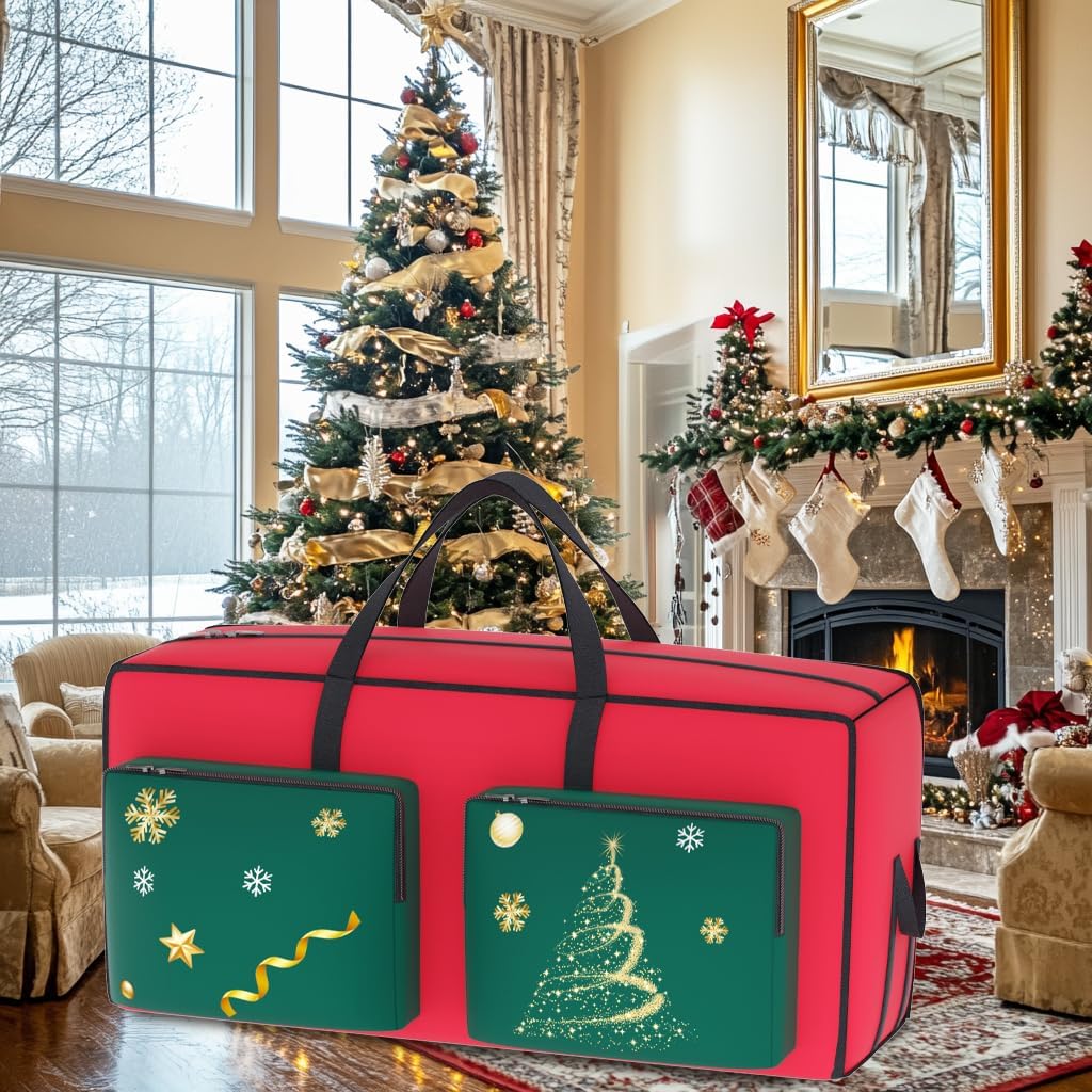 Christmas Tree Skirt Christmas Tree Storage Bag Bundle Hot Pink Tree Skirt 21 Inch Large Christmas Tree Bags Hold an Artificial Christmas Tree up to 7.5FT Tree Storage Bag 600D Oxford Fabric