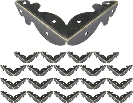 T Tulead Metal Corner Protector Box Furniture Corners Decorative Edge Guards 1.8" Length 20PCS with Mounting Nails