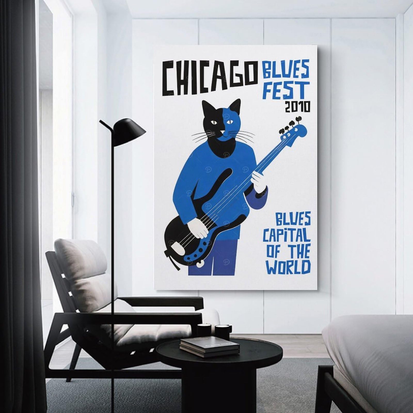 Junmoney Chicago Blues Fest 2010 Canvas Wall Decor 24x36inch(60x90cm), for Workspace Walls, Study Corners Or Bedrooms, Decorative Artwork for Productive Spaces