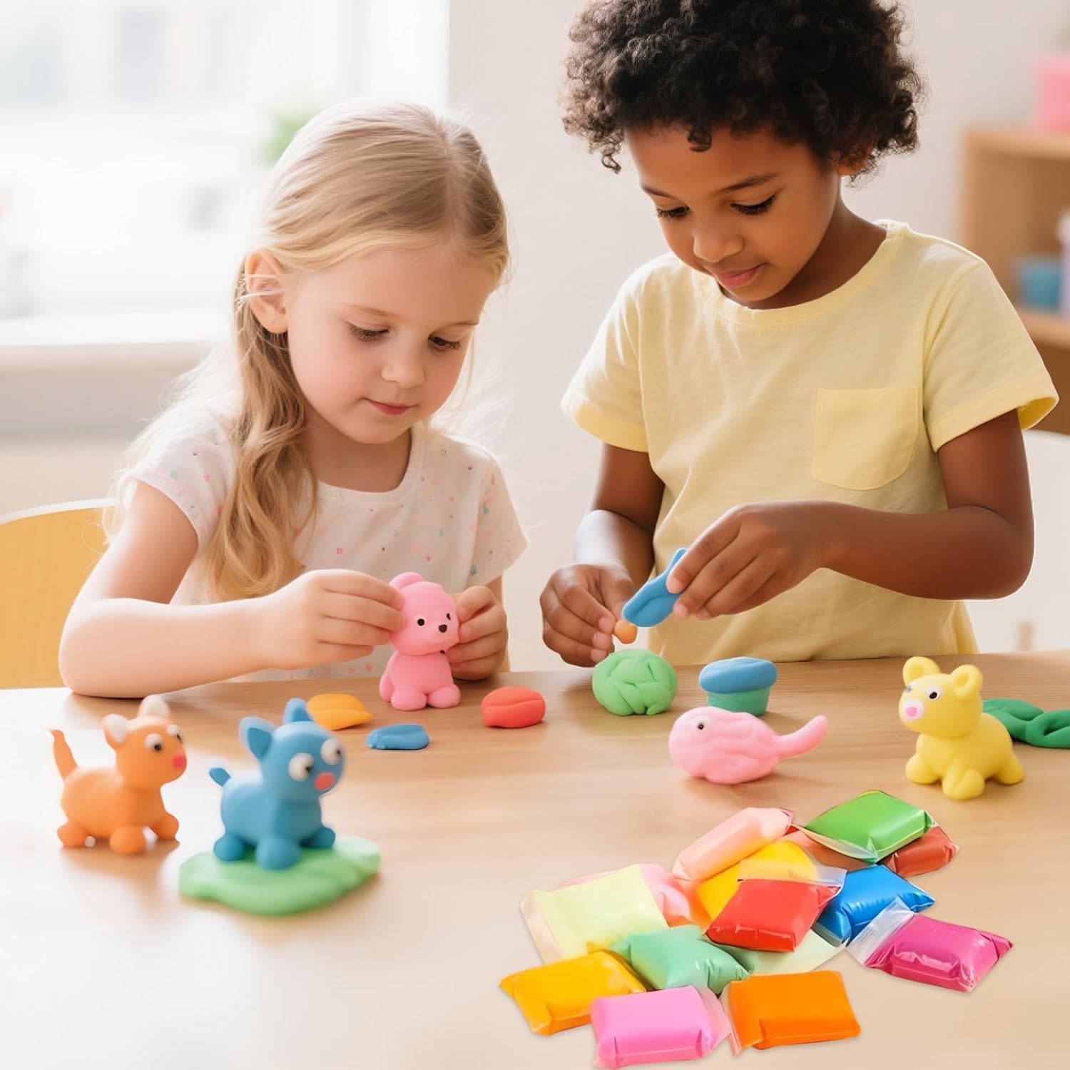 Air Dry Clay,Magic Modeling Clay with Tools,Ultra Light DIY Modeling Clay for Kids（Age 3+）,Children,DIY Crafts,Creative Art Crafts at Home,School (36 Colors) (48 Color)