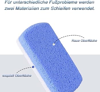 4 Stück Doppelseitige Bimssteine Zur Fußpflege – Hornhautentferner Aus Schaumglas, Blau/weiß, Je 10x5x2 Cm