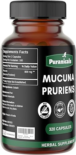 Miniatura 3 de Mucuna Pruriens Premium 320 cápsulas sin OMG y sin gluten  Suplemento de hierbas  800 mg por porción  Fabricado con mucosa 100% pura
