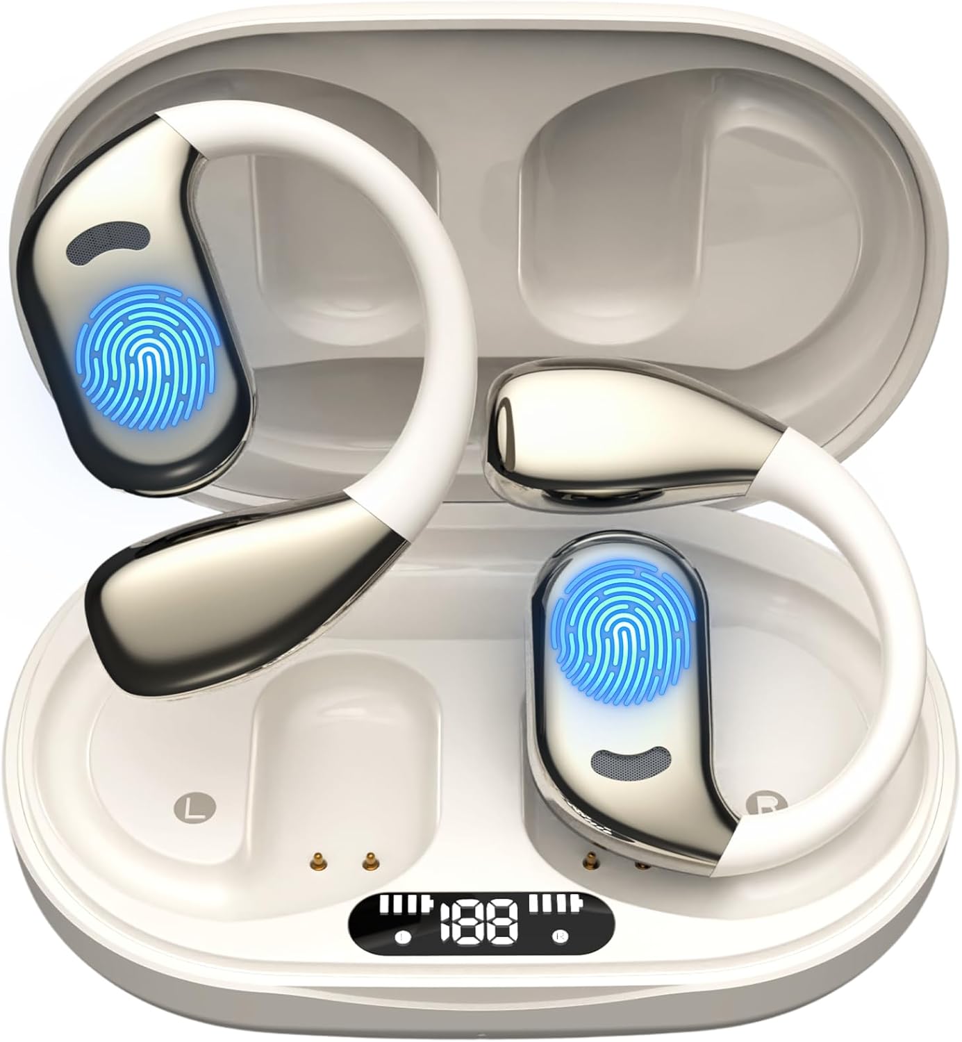 2025 AI Language Translator Earbuds Real Time, OWS 3-in-1 Translation Earbuds 144 Languages & Accents and Long Battery Life, Ideal for Travel and Business (Milky White)