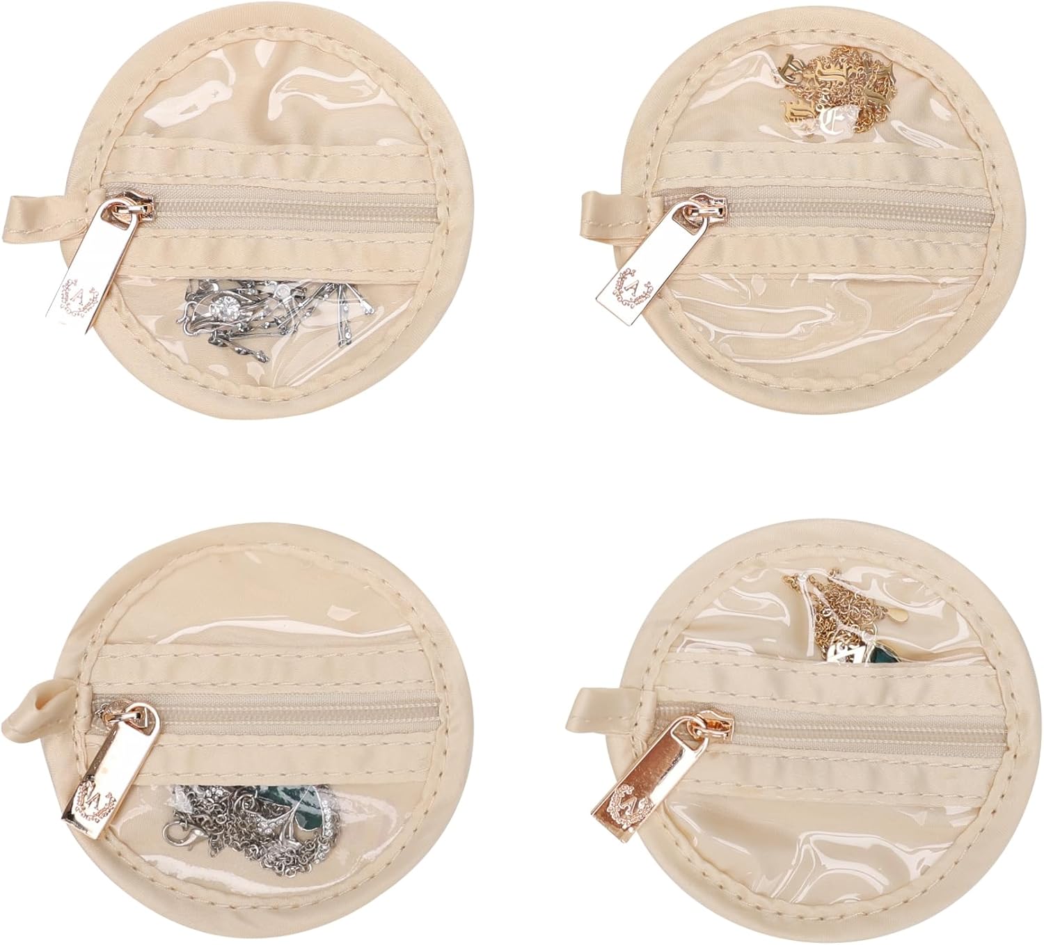 Angelina's Palace Round Jewelry Organizer Case Travel Bag Bridesmaid Gifts Vegan Leather Box for Necklace Earring Bracelet Ring(blossom pink)