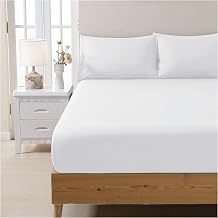100% Egyptian Cotton 300 Thread Count King Size Fitted Sheet - Easy Care Hotel Bedding Crisp & Breathable Bed Sheets, White (150x200cm)