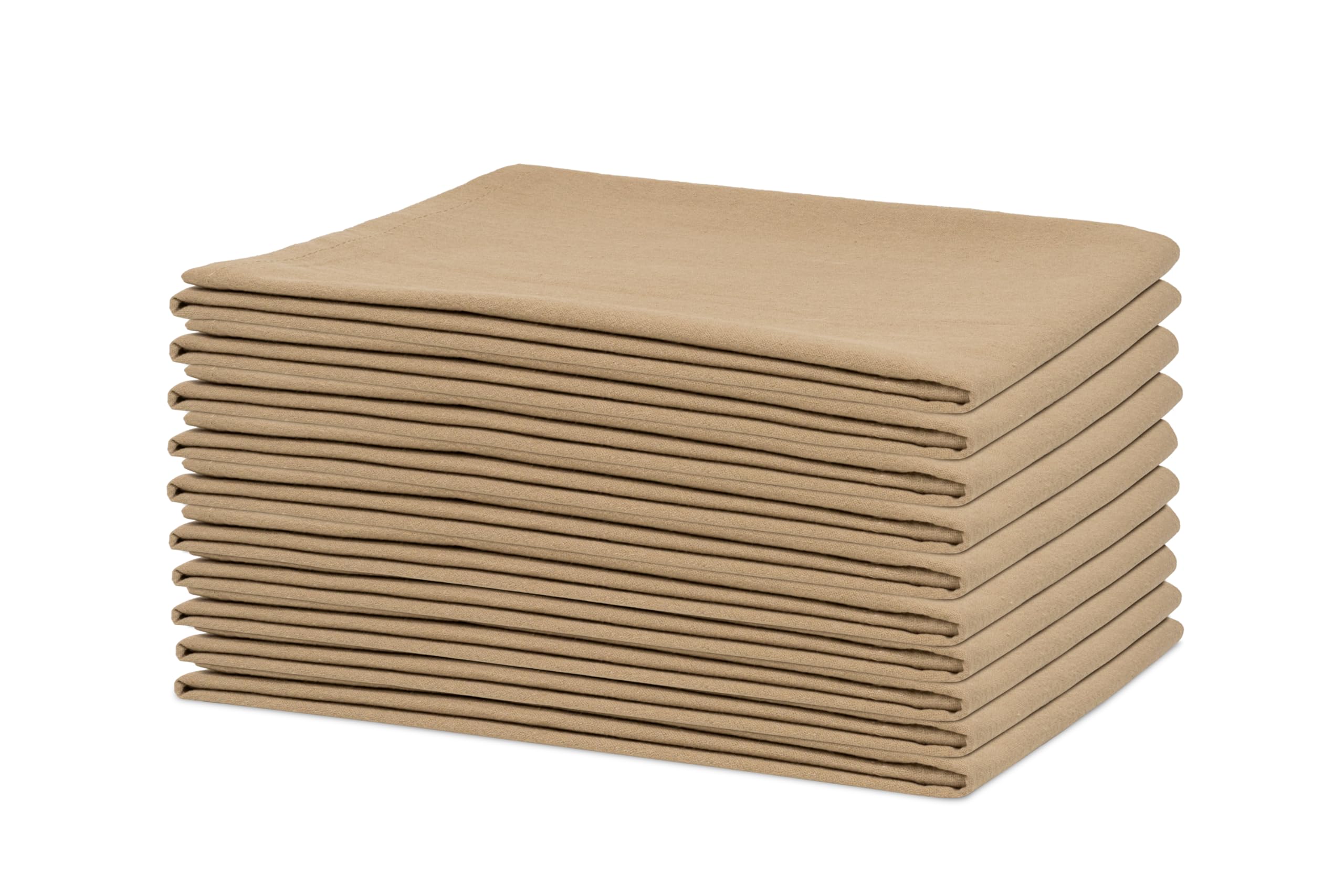 Lot de 10 torchons en Coton Bio Beige très absorbants pour la Cuisson, la Fabrication du Pain et la Cuisine, 68,6 x 68,6 cm, absorbants et Non Pelucheux