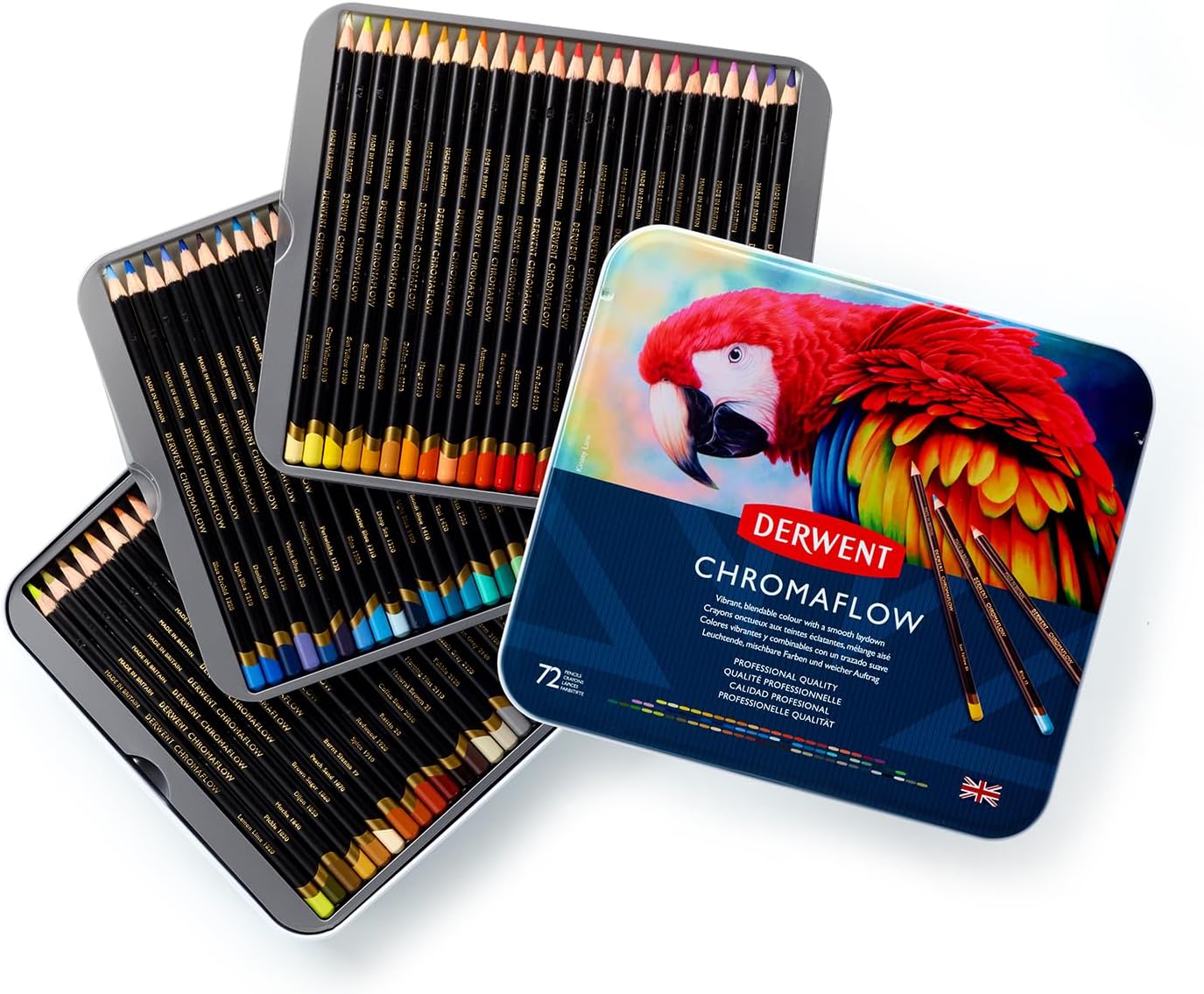Chromaflow Colour Pencils Tin|3.5Mm Core|Premium Core Strength|Professional Quality|Vibrant&Blendable|Ideal for Drawing&Sketching (Tin of 72)|Blue