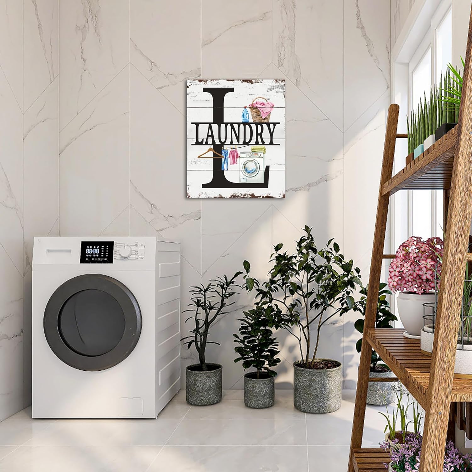 KREATIVE ARTS Laundry Room Canvas Wall Art Prints for Rustic Laundry Sign Wall Art for Bathroom Living Room 20x24 Inch Stretched Canvas Ready to Hang