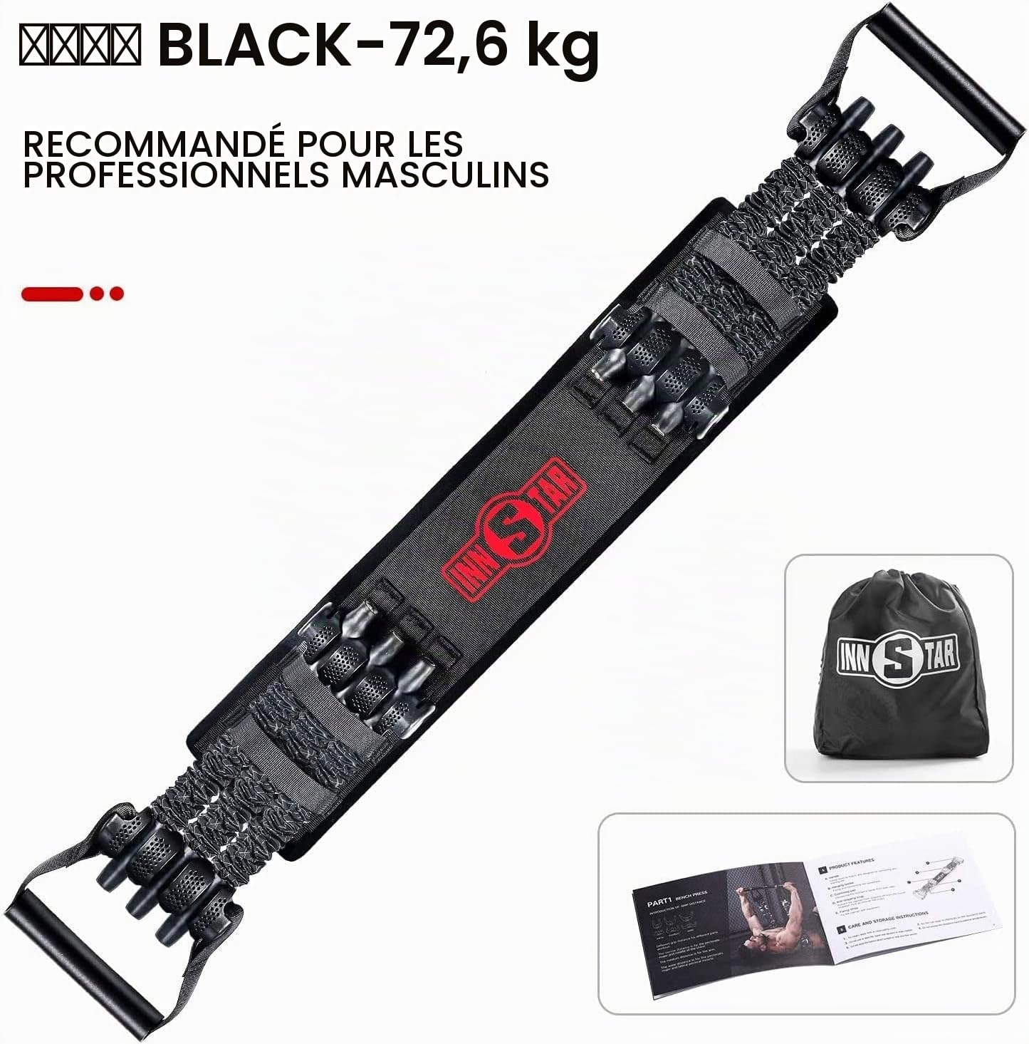 INNSTAR Bande de Resistance de Musculation Réglable pour L'entraînement, Portable Elastique Musculation pour la Maison, l'entraînement, la Salle de Sport -Bench Press Resistance Band Elastica Ftness