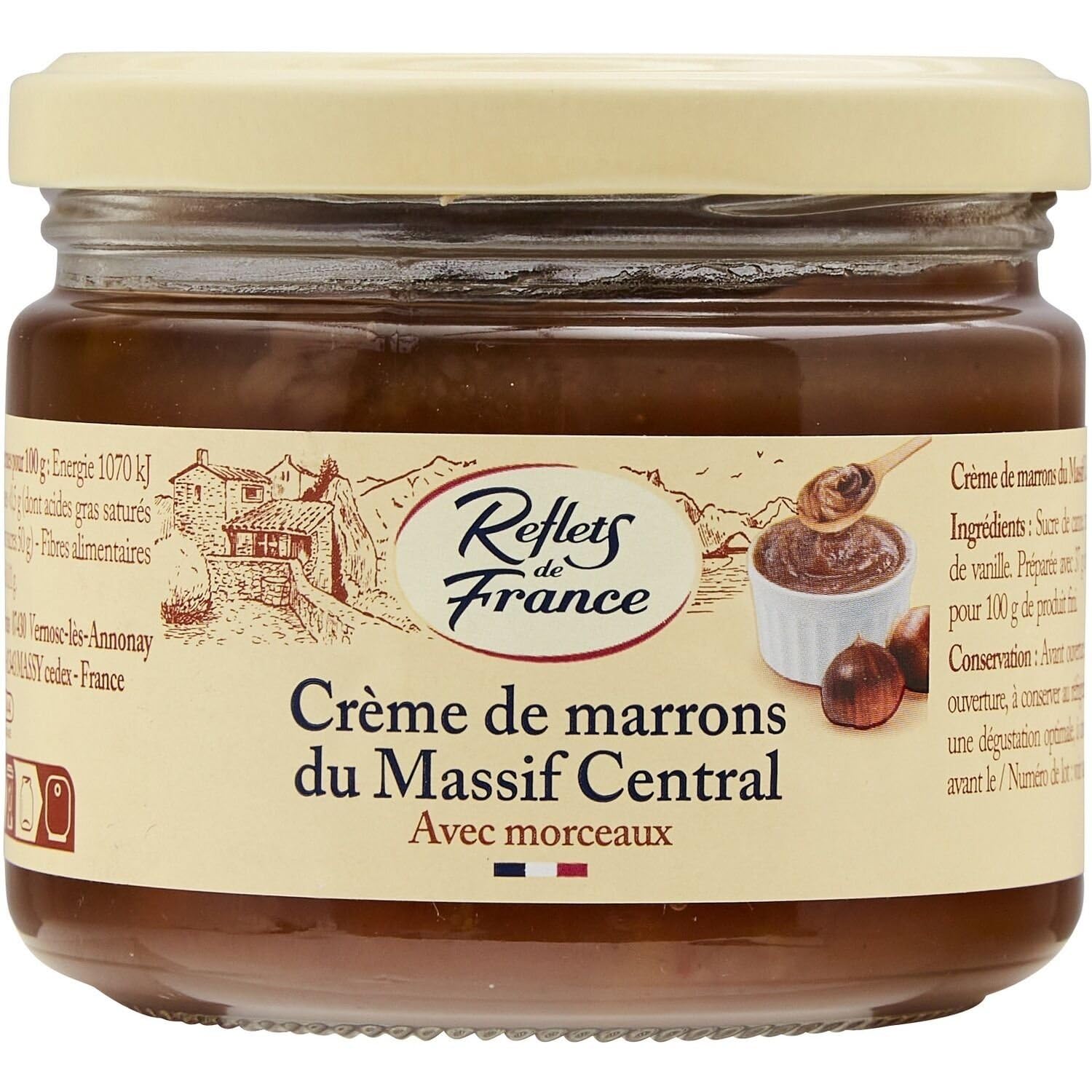 REFLETS DE FRANCE – Crème de Marrons Gourmande aux Morceaux, Texture Authentique (Pot 325g) - lot de 3 - Vendu par Lot