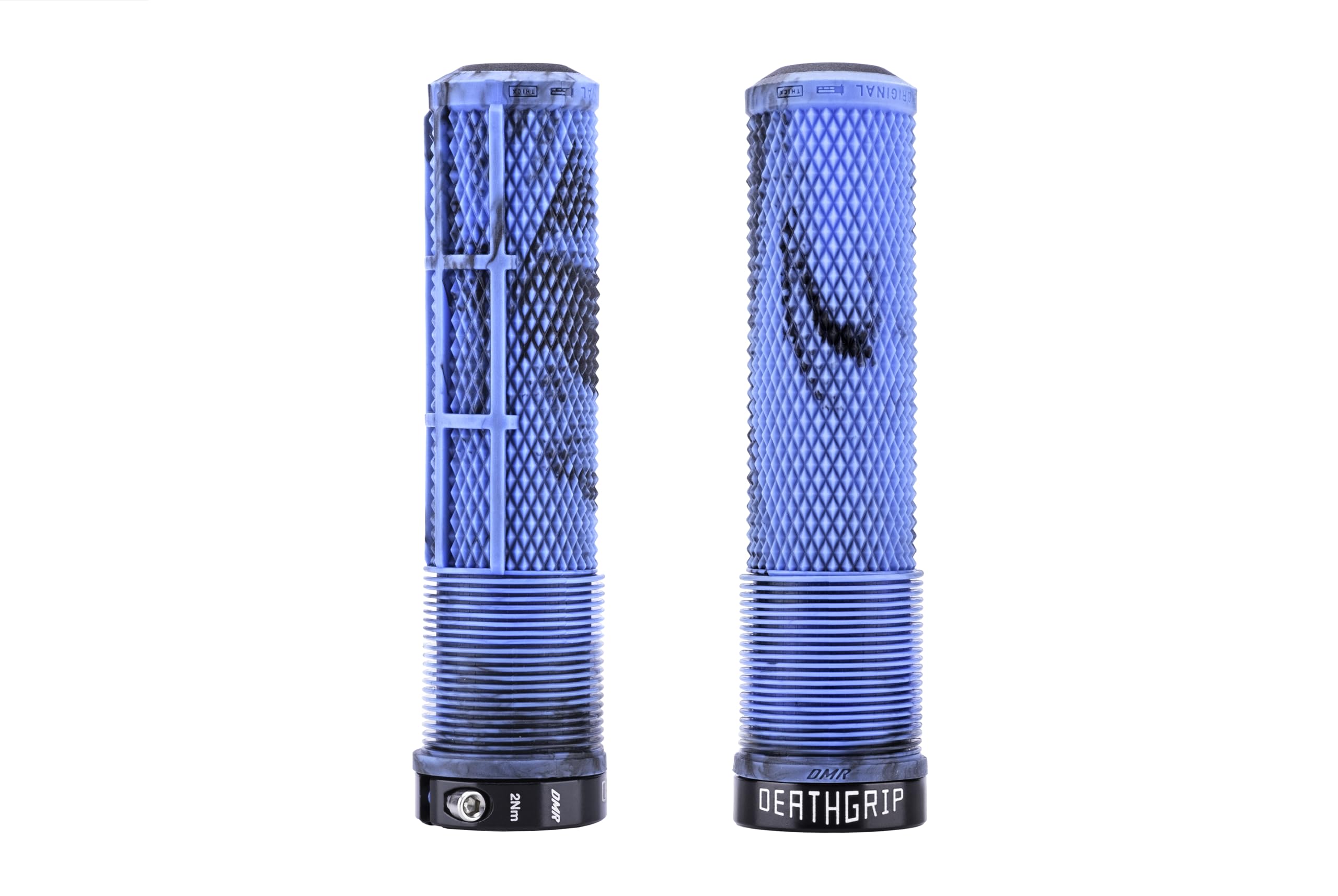 DMR Deathgrip 2 Flangless Handlebar Grips (Blue Marble, Thick) — image 1