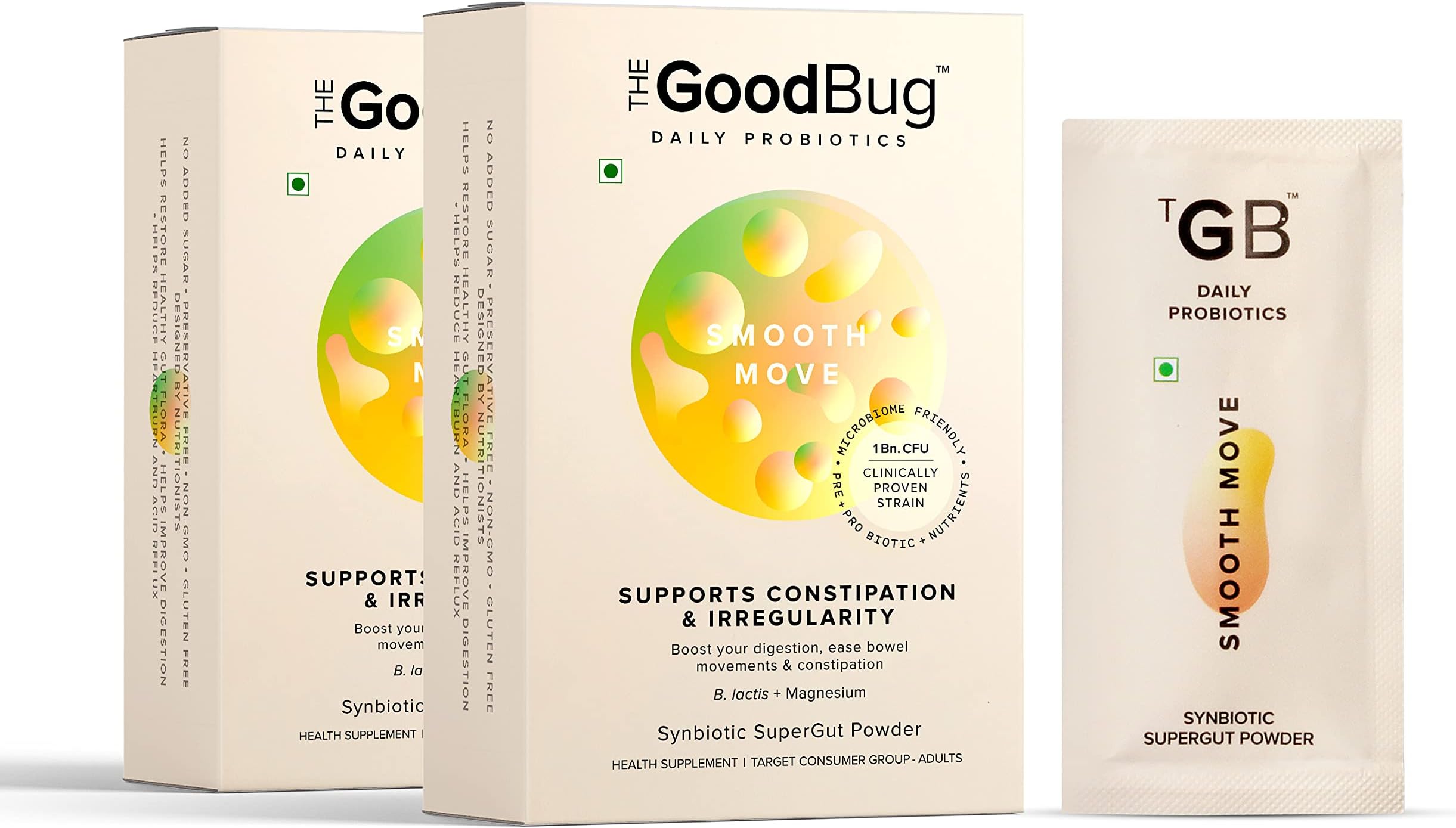 Smooth Move SuperGut Powder for Constipation Relief & Bowel Movement | Pre & Probiotic Supplement for Men & Women | 1 Billion CFU of Clinically Proven Strains | 60 Days Pack