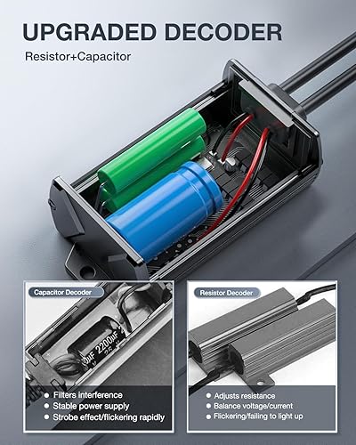 Miniatura 6 de Nilight 9004HB1 LED CANbus Decodificador  Arnés antiparpadeo sin errores Condensador de resistencia para bombilla LED para faros delanteros, paquete