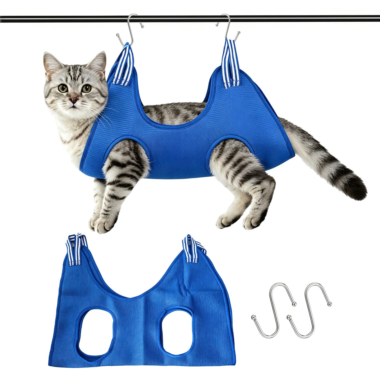 Hogulin Dog Grooming Harness, Dog Grooming Hammock, Cat Groominghammock for Small Pet Nail Cutting, Bathing, Claw Care, Ears Care Washing(M Blue)