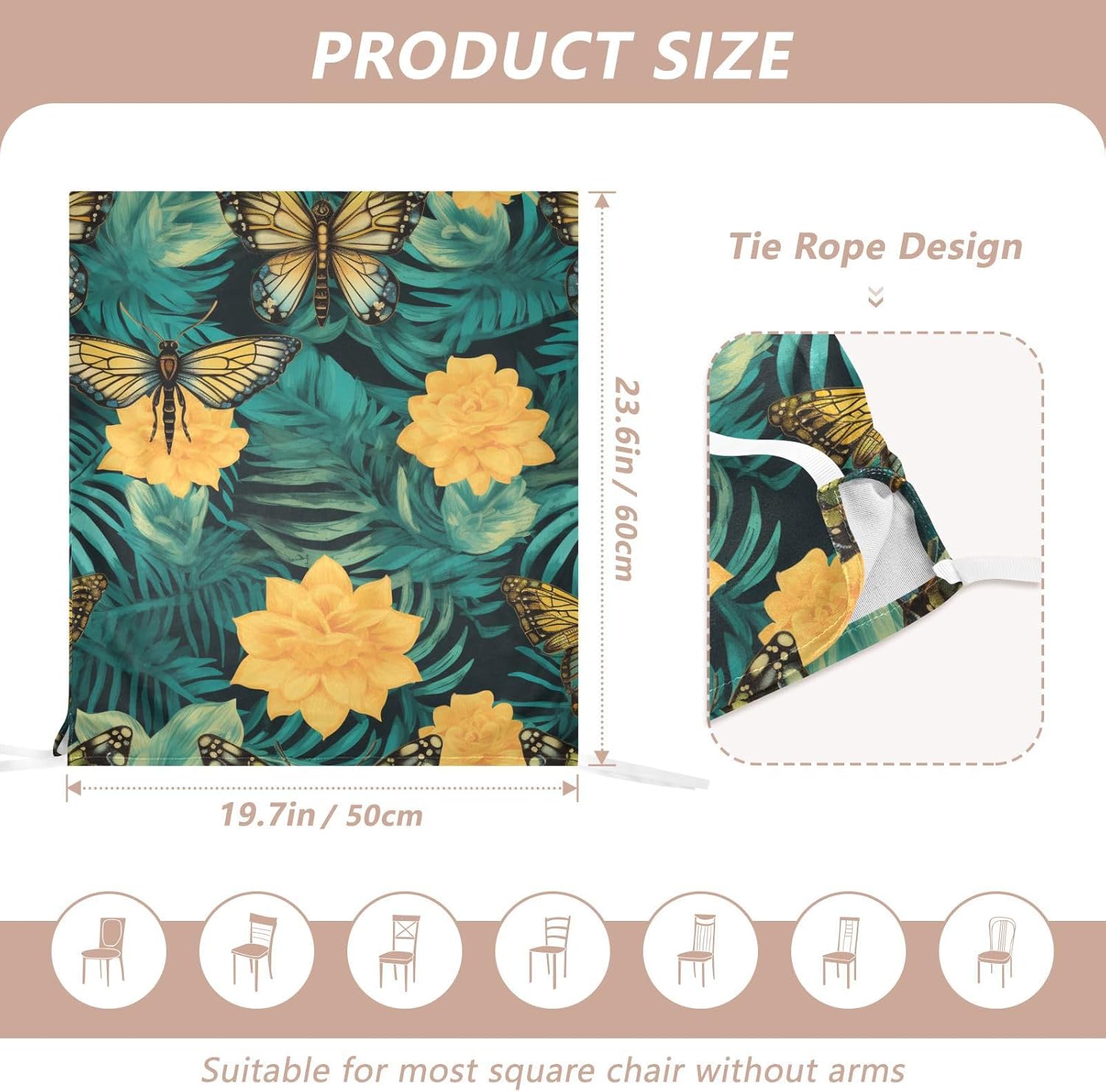 ALAZA Vintage Pineapples Dragonflies Chair Back Cover Set of 6, Washable Reusable Removable Chair Slipcovers Decorative Chair Cover for Home Kitchen Wedding Party