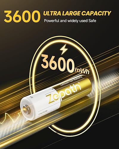 Miniatura 2 de Paquete de 8 baterías de litio AA recargables con cargador rápido, 3600 mWh de alta capacidad de 1.5 V de alta potencia AA de iones de litio,