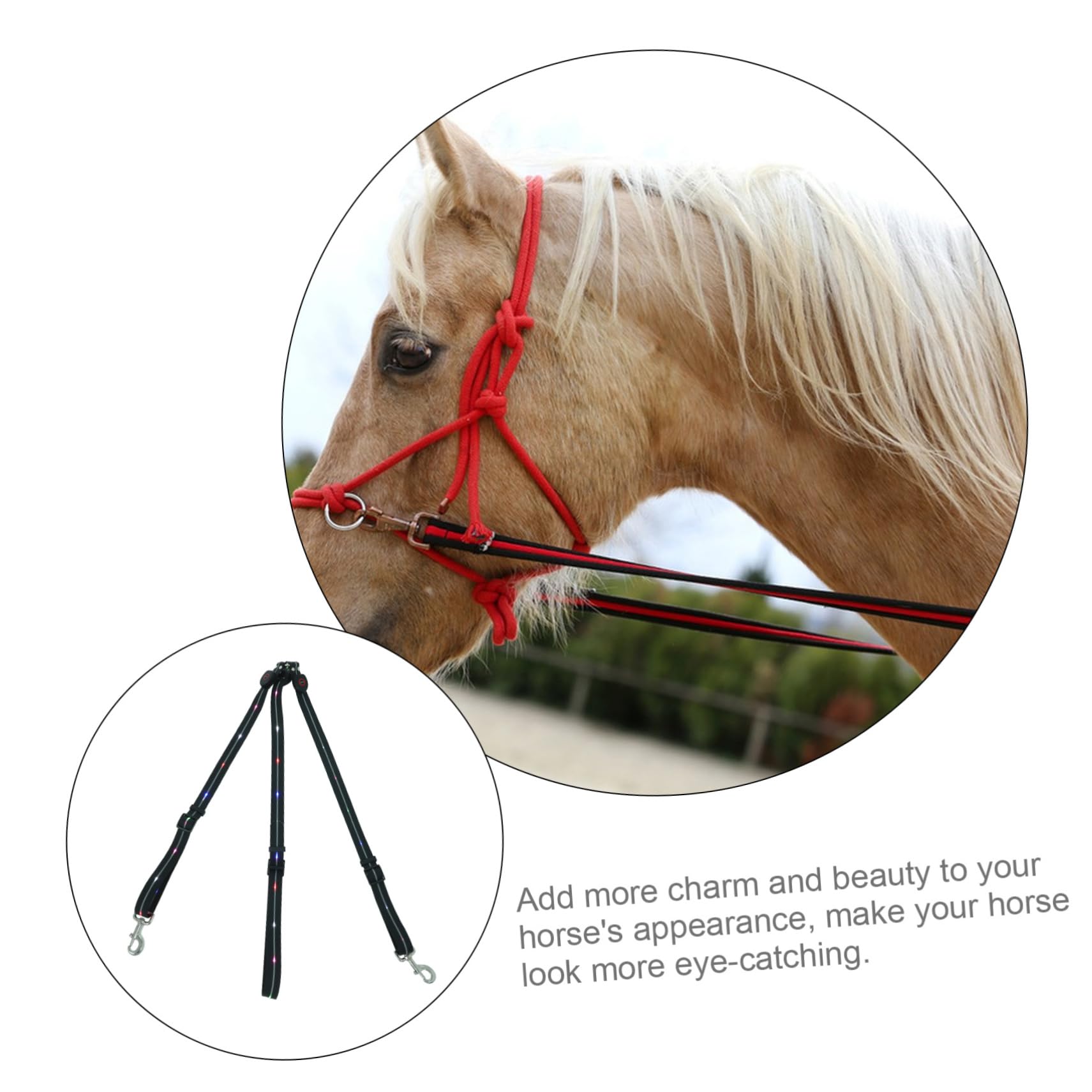 Happyyami Collar Pechera Led Para Caballo Correa Luminosa Cuerda Tracción Accesorio Equitación