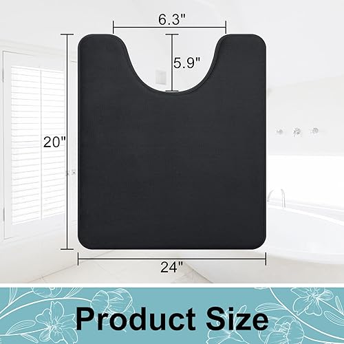 Miniatura 2 de Smiry Alfombra de baño de espuma viscoelástica de 24 x 16 y 24 x 20 pulgadas, en forma de U, extra suave, absorbente, antideslizante, para suelos de