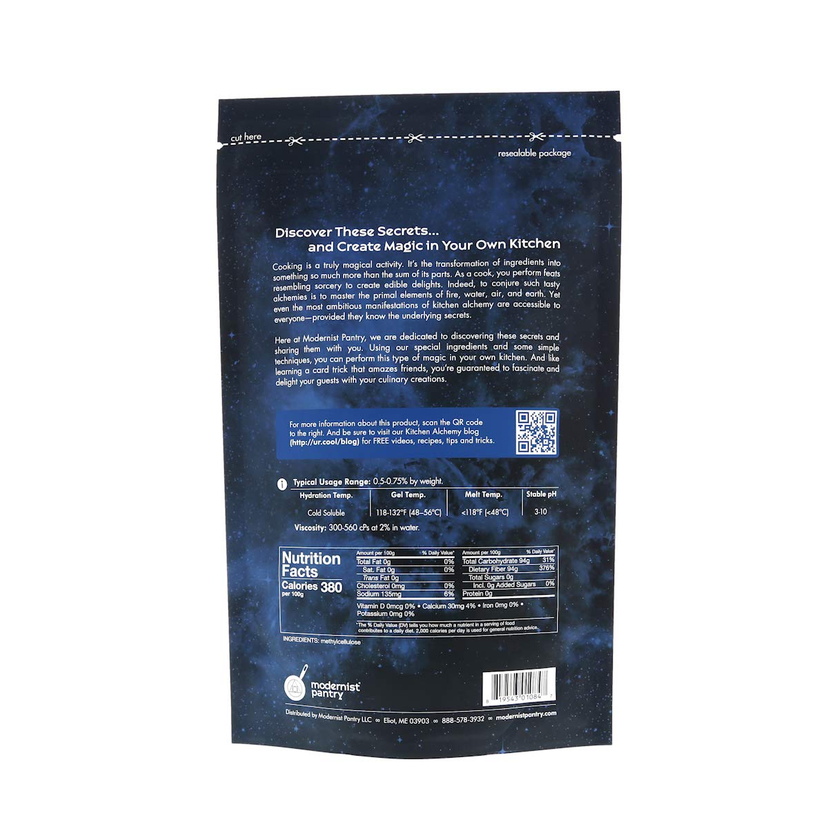 Pure Methylcellulose - Low Viscosity ⊘ Non-GMO Vegan OU Kosher Certified - 400g/14oz