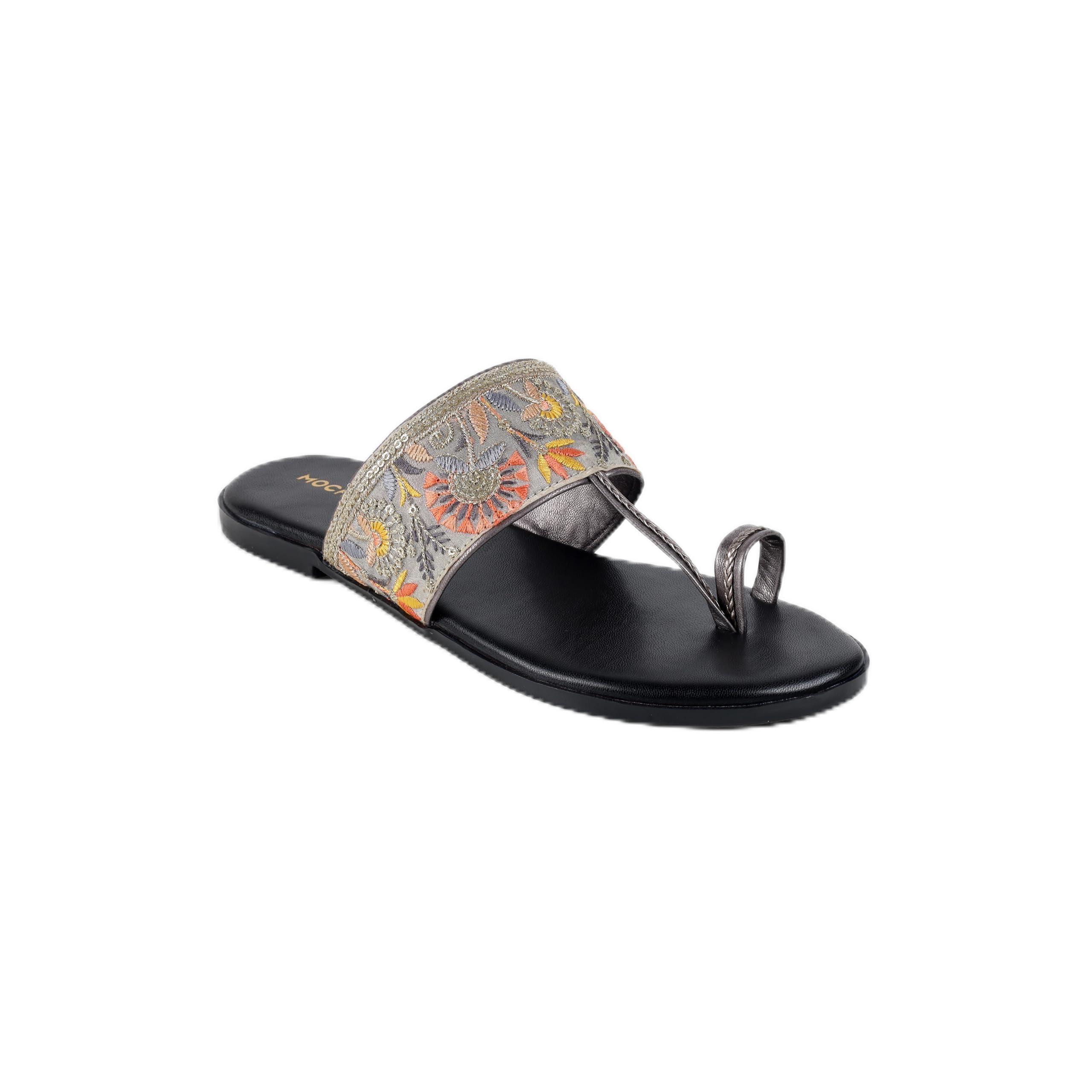 Women's Black Ethnic Kolhapuris-image-25