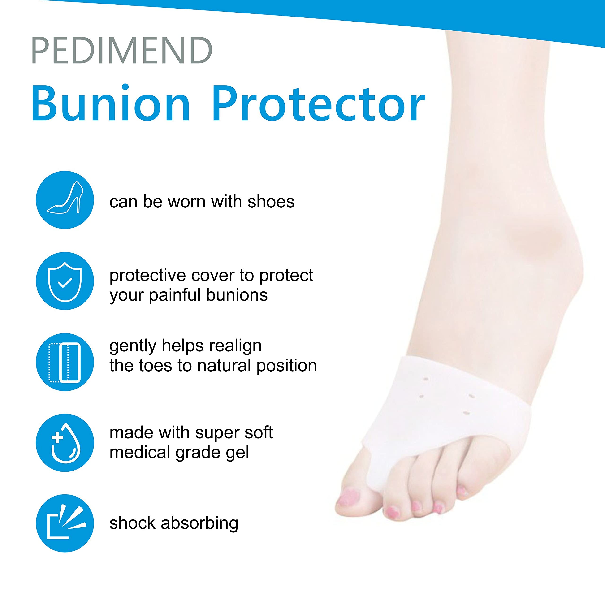 Pedimend™ (2 pary - 4 szt.) regulator korektora bonu | prostownice do wyrównywania palców | żelowa piłka poduszek do stóp | Wsparcie haluksów