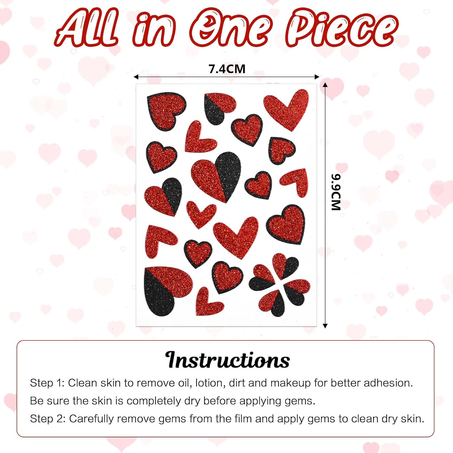 5 Pcs Queen Costume Accessories Include Crown Headband,Heart Rhinestone Wand,Stickers,Red Heart Dangle Earrings and Necklace - Image 4