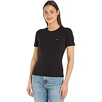 Tommy Hilfiger Donna T-Shirt Maniche Corte Slim Cody Scollo Rotondo