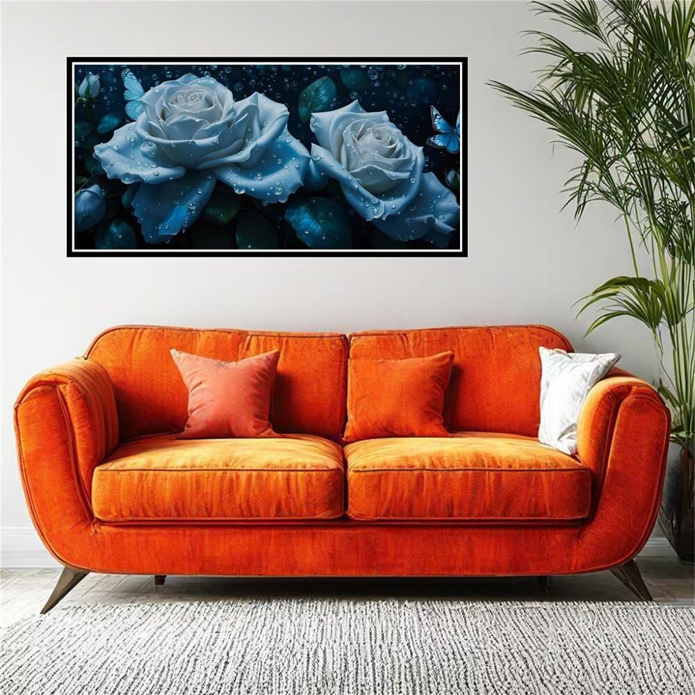 Dipingere con i Numeri, Dipingi con i Numeri per Adulti fiore Rosa kit Pittura Fai-da-Te, con 3 Pennelli e Vernice Acrilica, Hobby Creativi Adulti, Decor Regalo 70x140cm (Senza Cornice) z0z-730