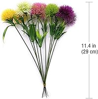 Vista 6 de CATTREE Flores artificiales de diente de león, 5 colores, 2 unidades, morado, rosa, blanco, verde, amarillo, total de 10 unidades. Plantas