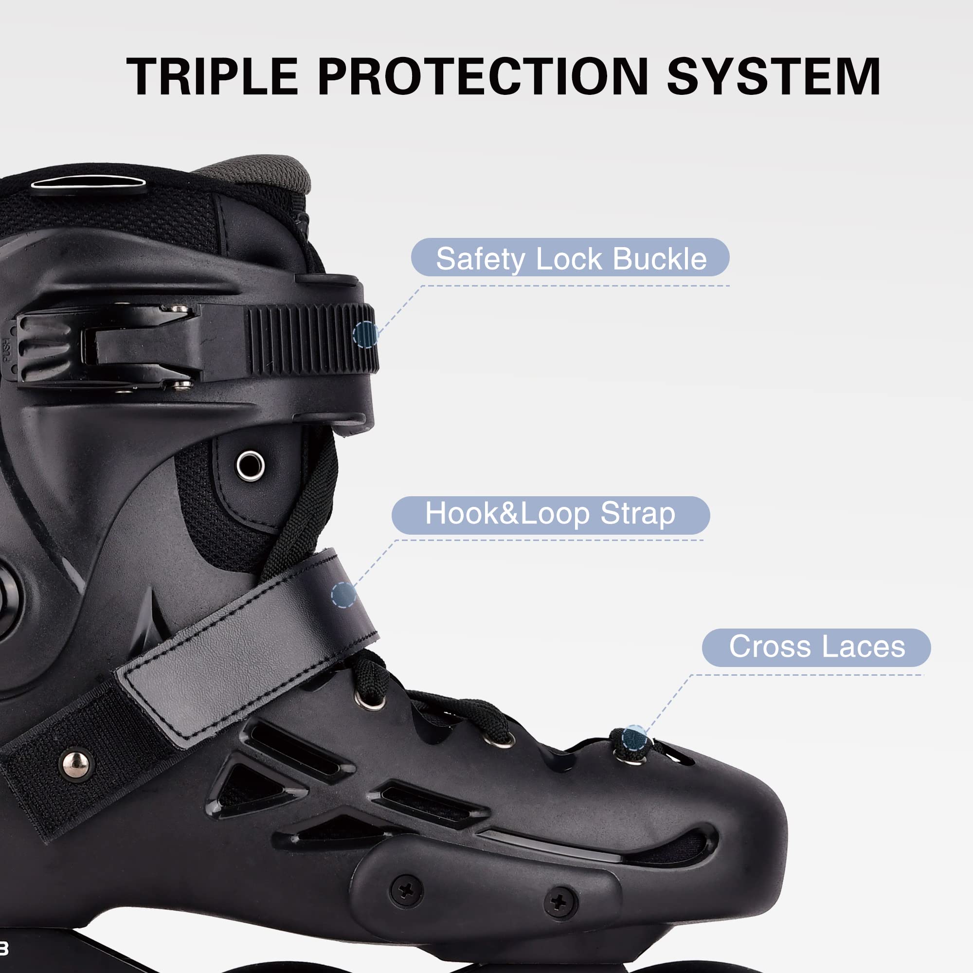 MT3 3WD Urban Cruise Inline Skates Speed Slalom Free Skating for Girls and Boys (EU 46-47 / USM 12-13 / USL 12.5-13.5/295-300mm)