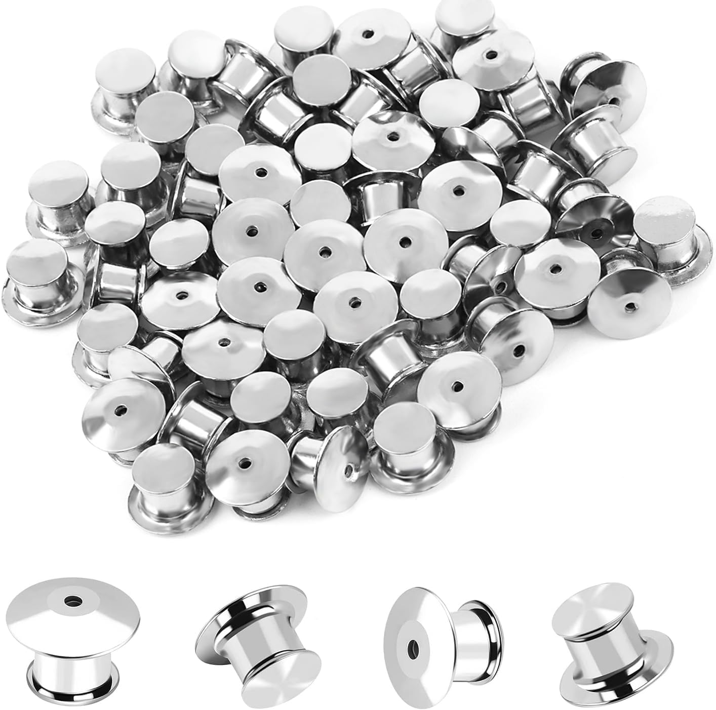 LOKIPA 60PCS Locking Pin Backs, Metal Pin Backs Locking