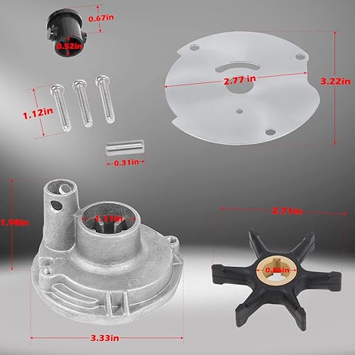 Miniatura 8 de Kit de impulsor de bomba de agua de actualización 0382468 382468 para Johnson Evinrude BRP OMC 10 15 18 20 25 HP, repuesto para carcasa OEM número