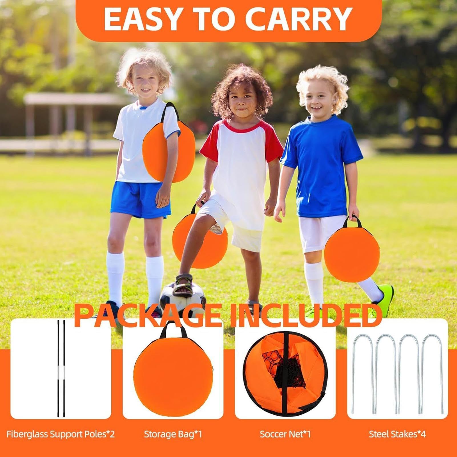 Porta da calcio pieghevole, rete da calcio pieghevole per interni ed esterni, leggera e facile da montare, ideale per allenamento in cortile, sport per bambini, giochi divertenti all'aperto