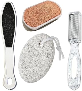 4 in 1 Pedicure Foot Kit | Foot Scrubber for Dead Skin, Removing Hard Skin and Callus Remover Combo with Pumice Stone White (Pack of 4) image 1