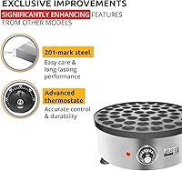 Vista 4 de ALDKitchen Mini fabricante de panqueques holandeses Hierro de Poffertjes 50 piezas Placa redonda