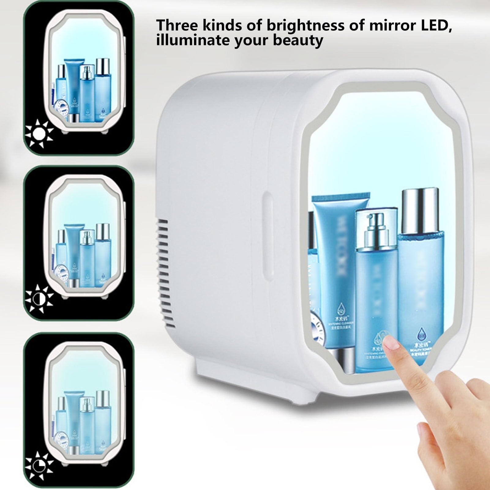 8L Mini Nevera Belleza Espejo LED AC DC Enfriador Calentador Portátil