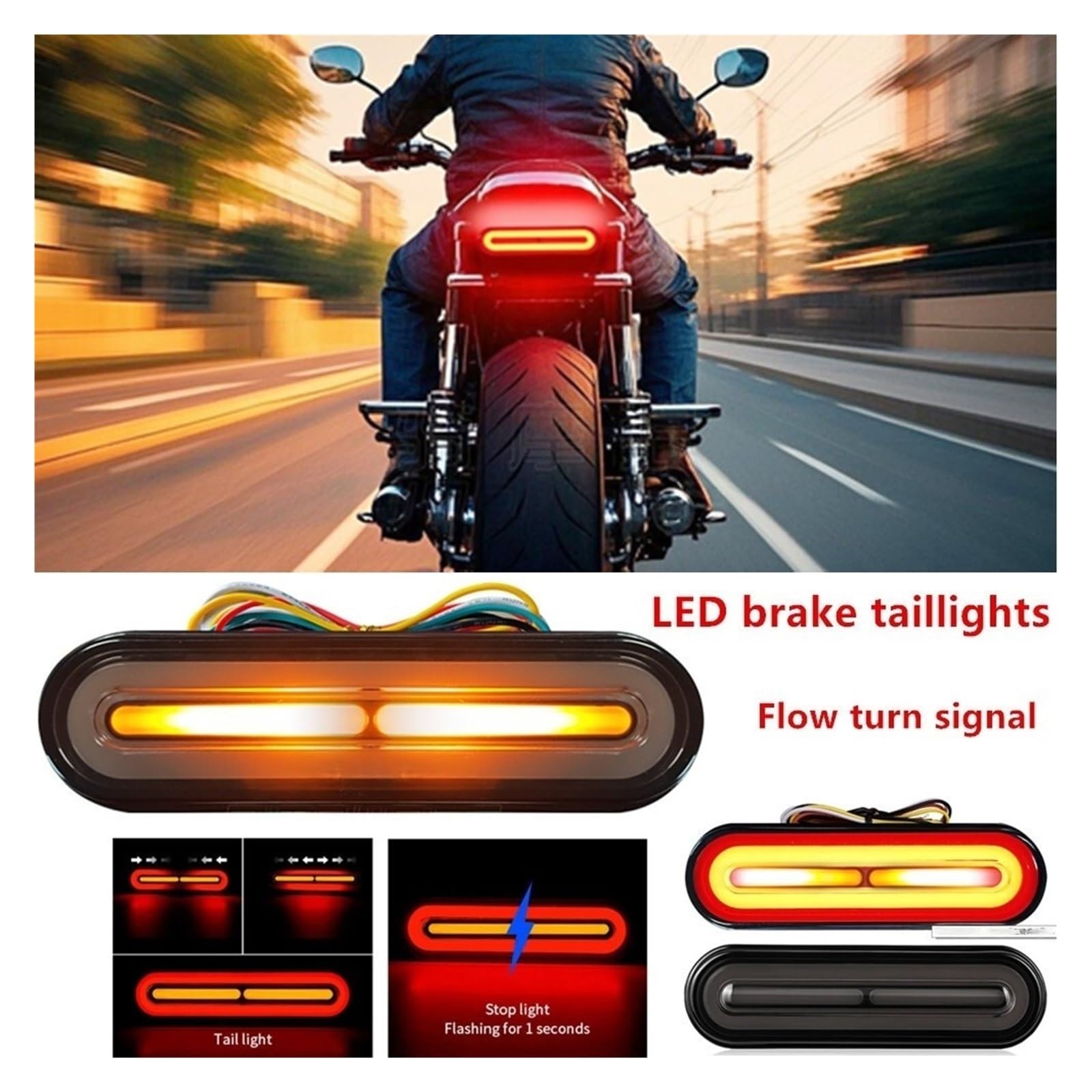 Fanali Posteriori Freno A LED 3 In1 Per Moto Indicatori Di Direzione Che Scorrono Luce Segnale DRL 10-80V Luci Lampada Arresto Del Indicatore Fanalino Posteriores