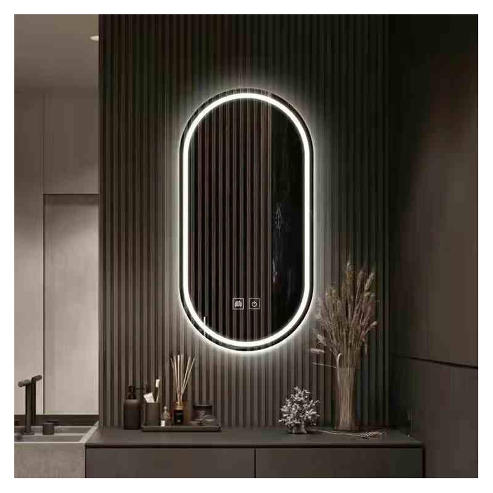 FGXHHS Bathroom Led Mirror ，Bathroom with LED Lights，Backlit ，LED for Bathroom，Backlit Lighted Makeup Mirror，with Touch Sensor/Dimming/Demister pad(B,H100*W60cm/H39.4*W23.6IN)