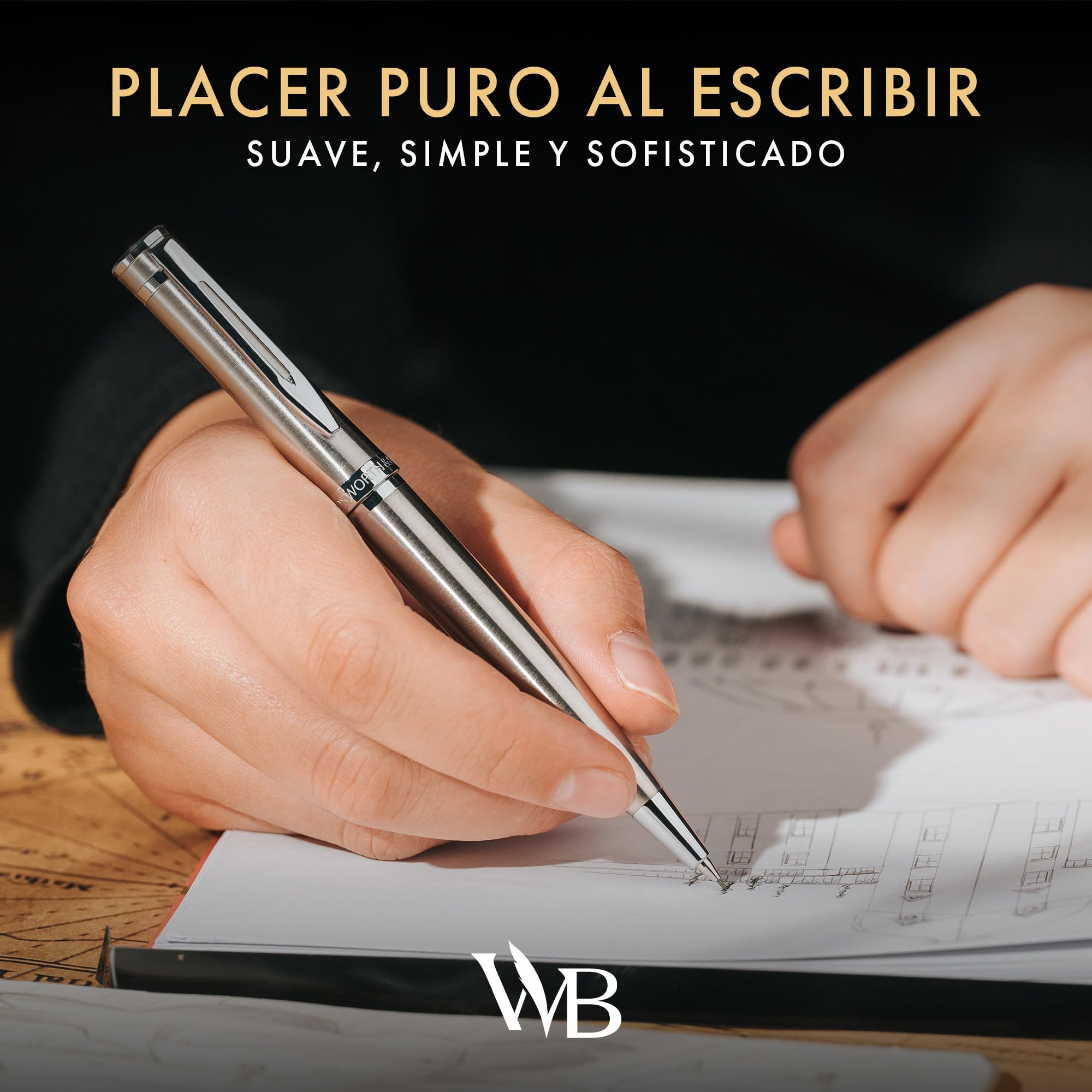 Wordsworth y Black Lápiz Mecánico Mina de Grafito - Acabado en Cromo Plateado, Mina de 0,7 mm, Mejor Set para Hombres y Mujeres, Lápices Profesionales de Oficina