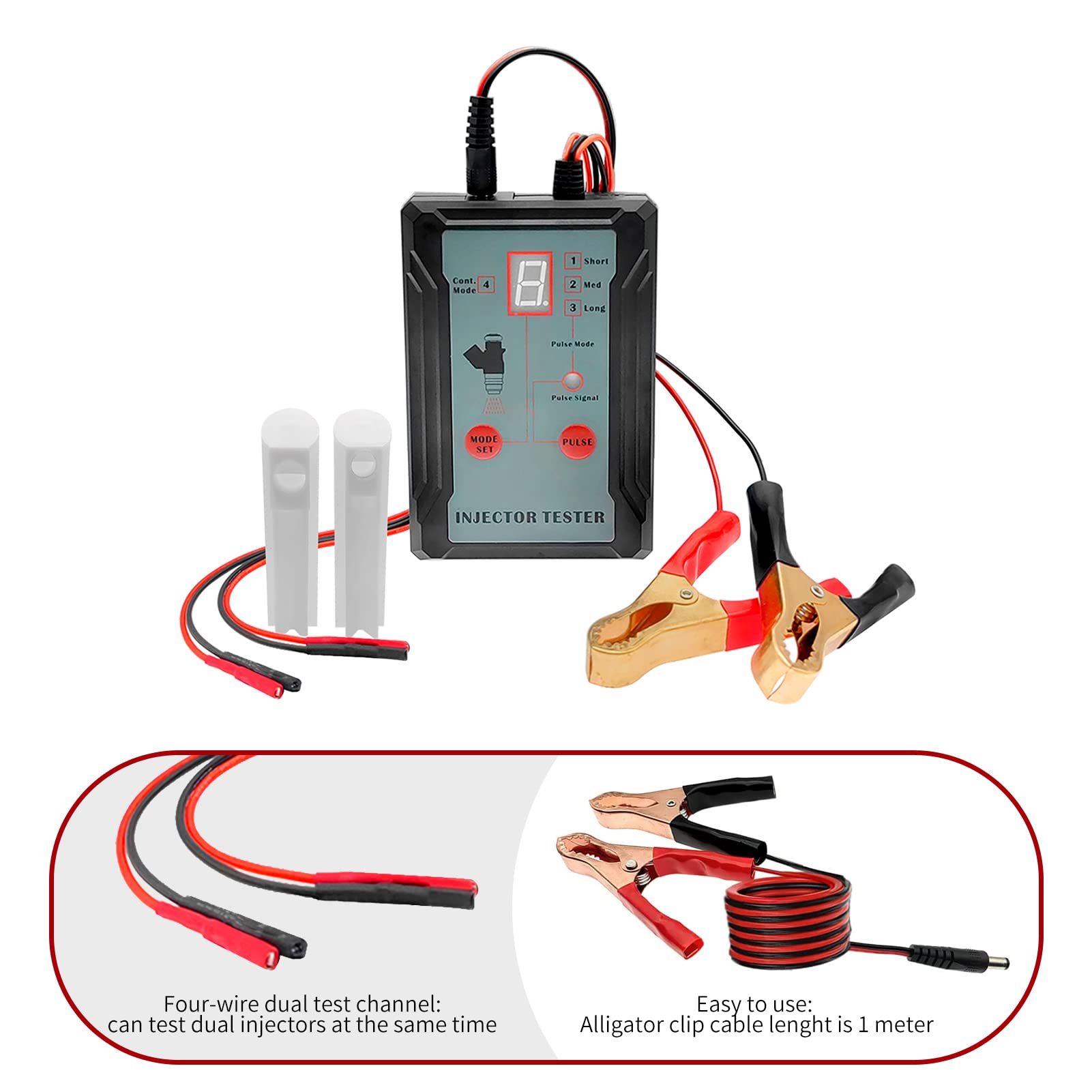 Shkalacar Tester per iniettori di Carburante e Adattatore per la diagnosi Pulizia degli iniettori Kit di Attrezzi per la Pulizia Fai-da-Te Protezione da cortocircuito commutabile 12V/5V