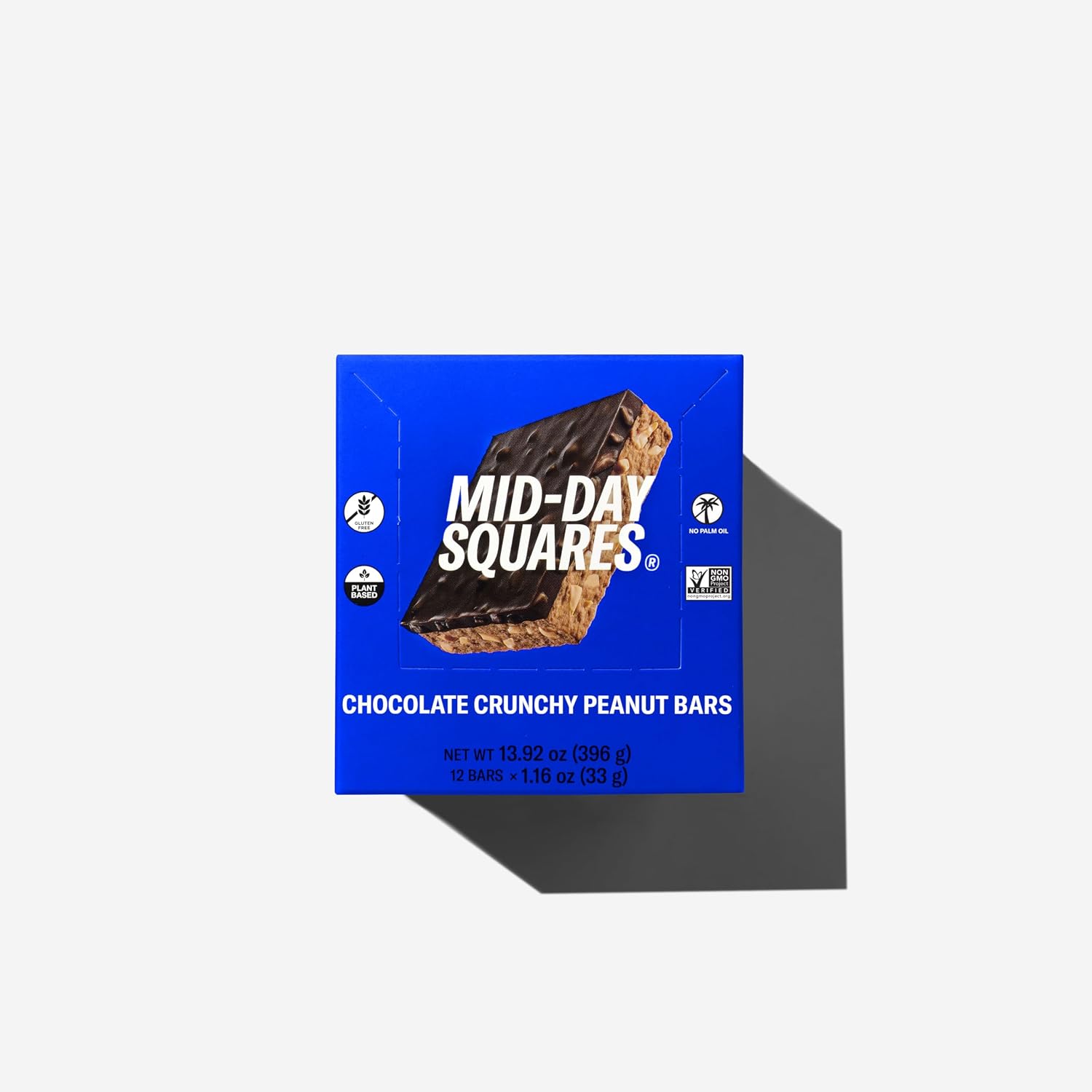 Mid-Day Squares Crunchy Peanut Protein Chocolate Bars, 1.16 Oz each, 4 Packs (48 Squares) | Made with Real Chocolate, 6g Plant Protein, 4g Fiber, Gluten Free, Plant-Based
