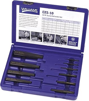 Williams EXS-10 Screw Extractor Set, 10-Piece, Black