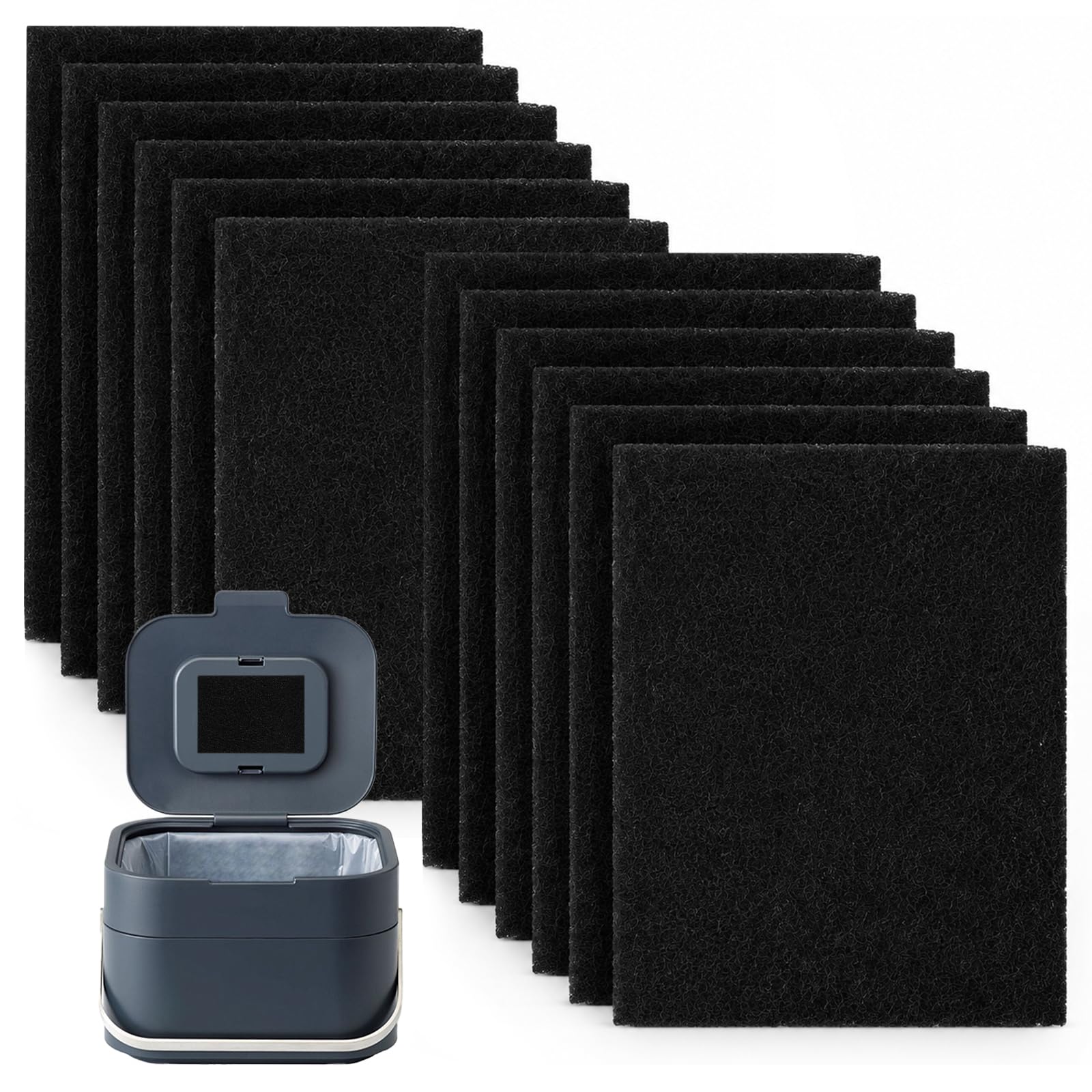 Yuaerbuo 12 PCS Activated Carbon Filter Sheets Compatible with Joseph Joseph Bin Odour filter, Compost Bin Filters, Activated Carbon Odour Filter for Food Waste Caddy& Food Waste Bin& Self Sealing Bin