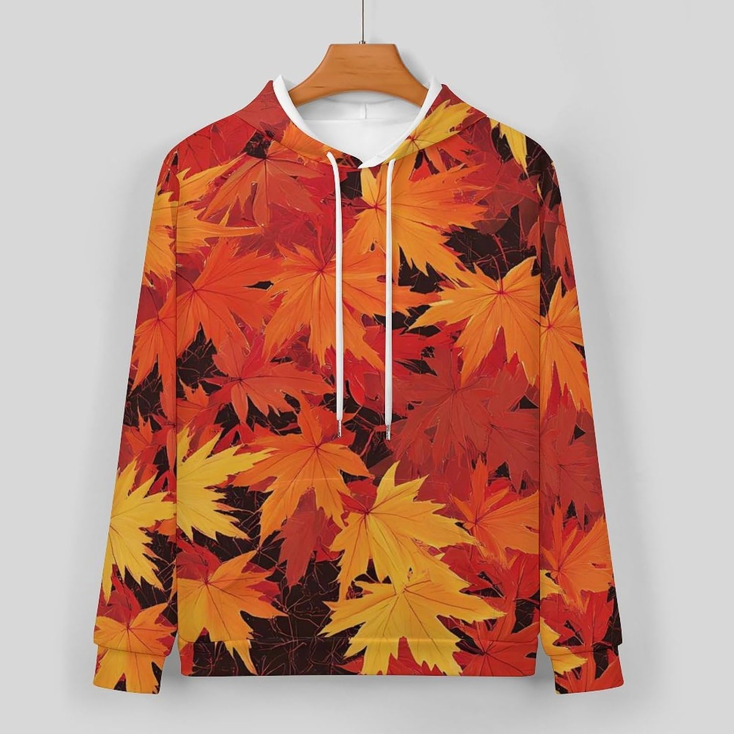 Autumn Maple Leaves Men's Hooded Set Casual 2 Pieces Suits Pullover Tracksuit Hoodies And Sweatpants