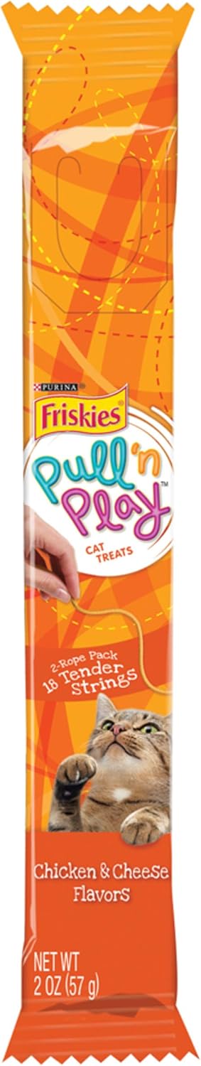 Purina Friskies Pull 'N Play Tender Strings Chicken & Cheese Flavors Cat Treats - (10) 2 Ct. Pouches