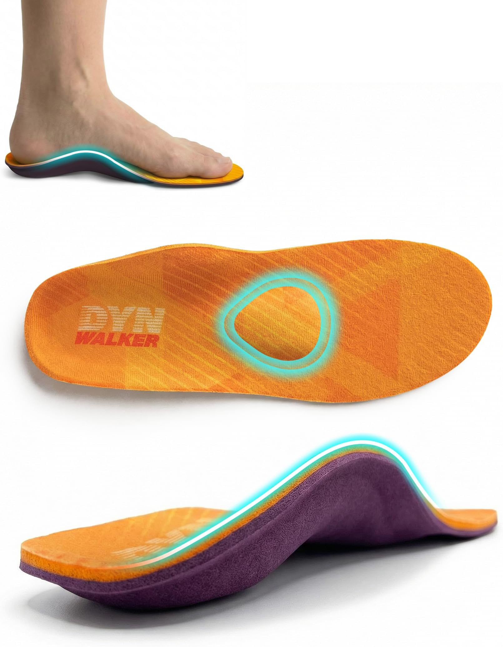 DynWalker Arch Support Insoles - Orthotic Inserts for Plantar Fasciitis, Flat Feet, Heel & Foot Pain Relief - Cushioned & Stabilizing for Running, Work, All-Day Wear (Men & Women) L