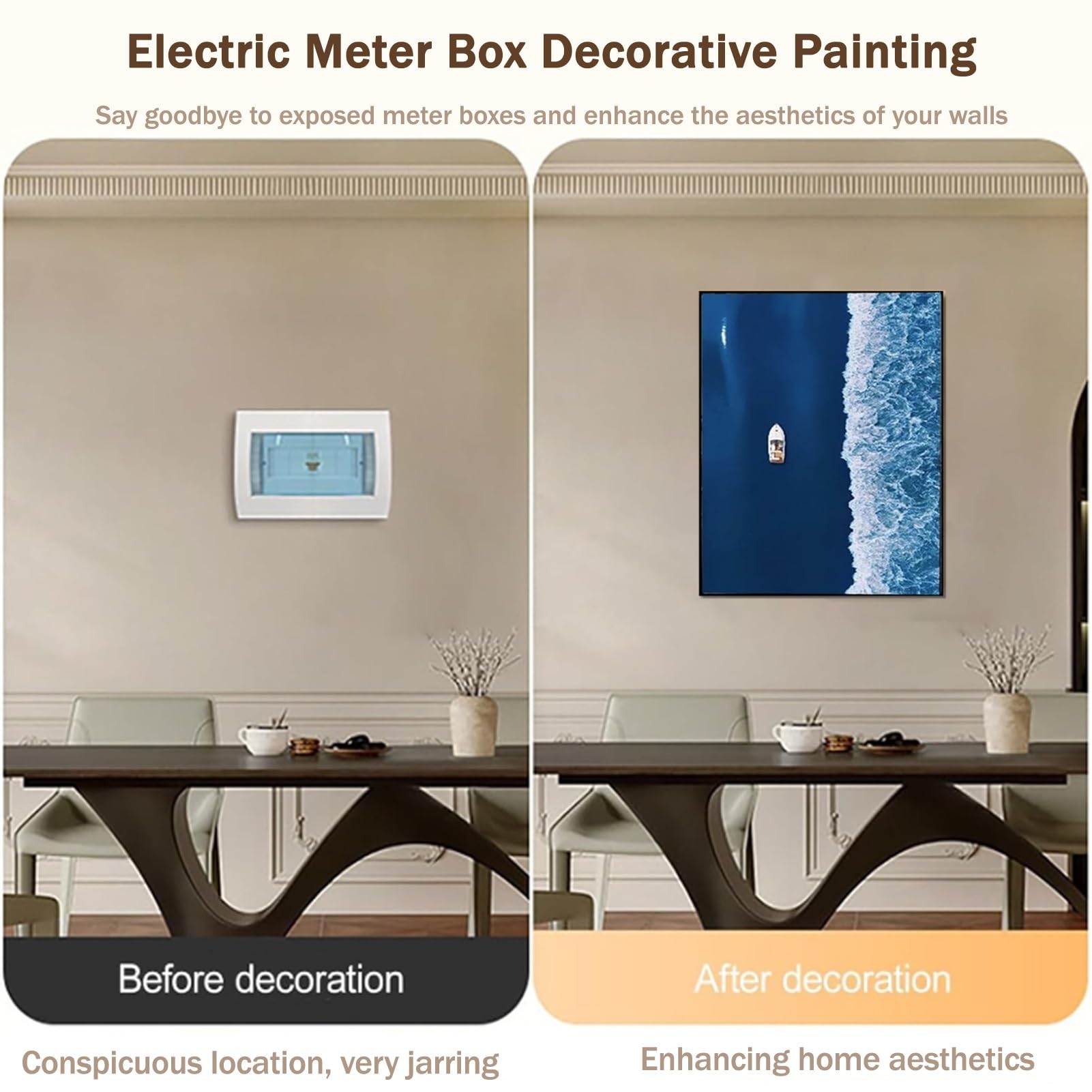 Vertical Tapa Cuadro Electrico Decorativo Tapa Abatible | Creatividad Medidor Eléctrico Pintura Decorativa, Cubierta Para Caja De Fusibles Interior(Right H,15.7"x19.7"/40x50cm)