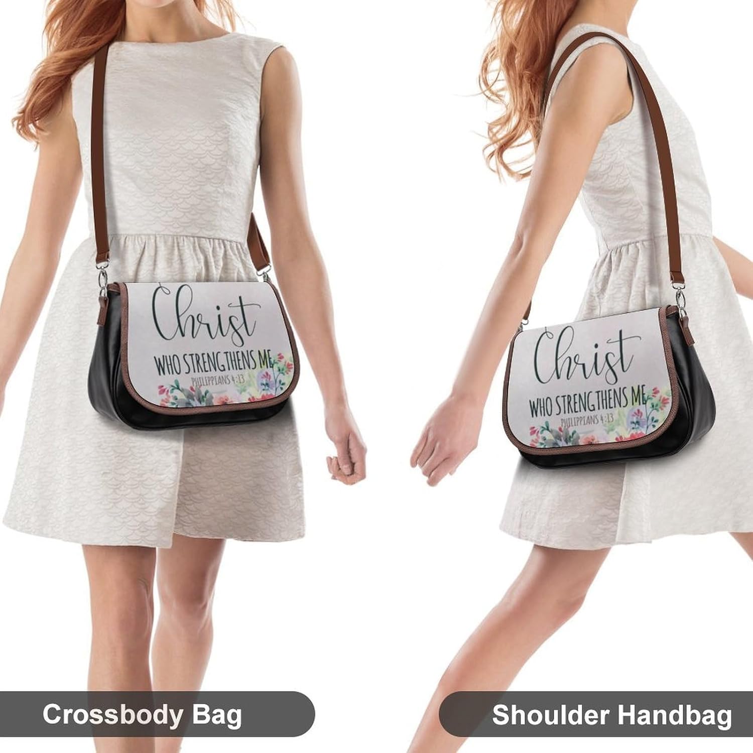 I Can Do All Things through Christ Philippians 4 13 - Bible VerseWomen's Faux Leather Crossbody Bag, Waterproof Wrinkle-Resistant Shoulder Bag with Detachable Strap, Large Capacity Casual Handbag, Fas
