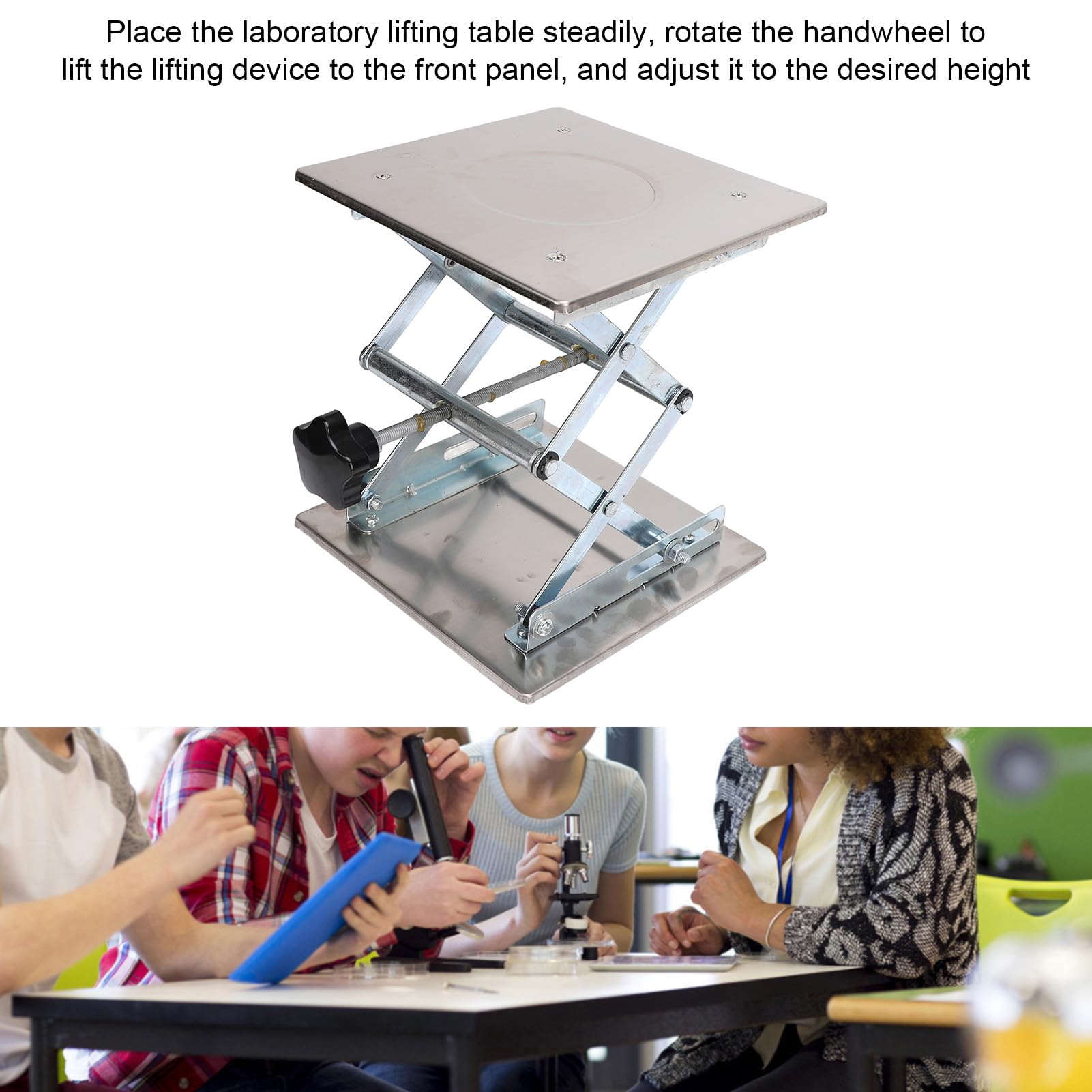 Plateau élévateur Manuel Pour Laboratoire - Hauteur Max 55 Mm, Charge 10 Kg - Dimensions 148x80 Mm - En Alliage Aluminium Anodisé - Pour Expériences Scientifiques, Optique - 3